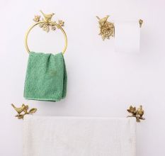 Set of 3 Bronze Brass Bird Design Bathroom Hardware Accessories