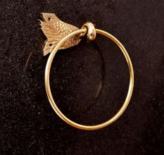 Modern Handmade Brass Towel Ring in Golden Finish