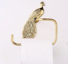 Handmade Brass Peacock Design Toilet Paper Holder for Bathroom