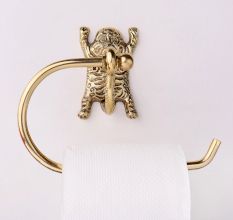 Handmade Brass Tiger Design Toilet Paper Holder for Bathroom