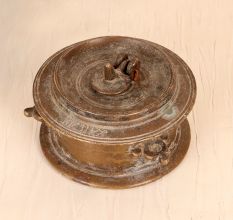 Rajasthani Art Handcrafted Brass Inkpot in Vintage Finish