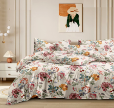 Multi-Color Glace Cotton Soft Non Fitted Double Bedsheet Set with 2 Pillow Covers | 230 x 250 cm