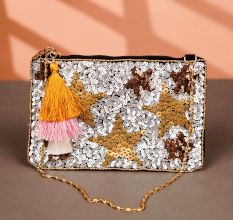 Eye-Catching Premium Cotton and Beads Hand Bag