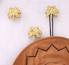Golden Brass Tree Shaped Wall Hooks -3 Pieces