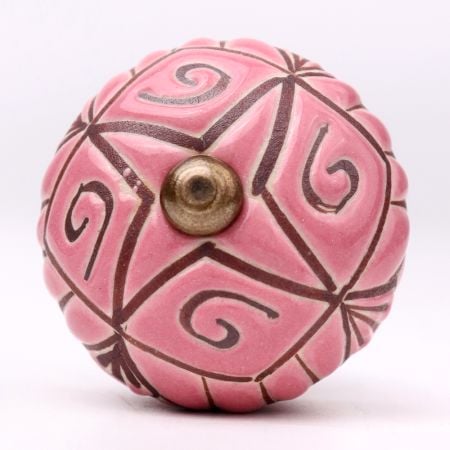 Pink Etched Ceramic Floral Cabinet Knob Online