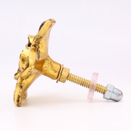 Golden Rose Flower Metal Cabinet Knob