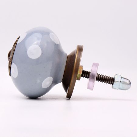 Grey Dotted Ceramic Cabinet Knobs Online