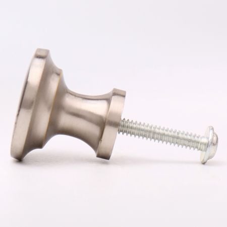 Round Brass Kitchen Cabinet Knob In brushed Silver Color