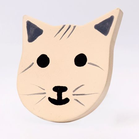 Peach Wooden Cute Cat Face Knob for Kids Drawer