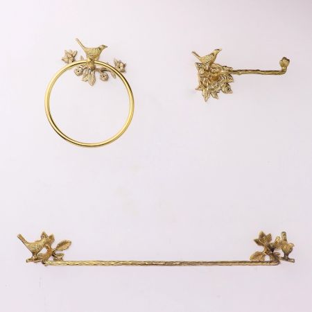 Set of 3 Bronze Brass Bird Design Bathroom Hardware Accessories