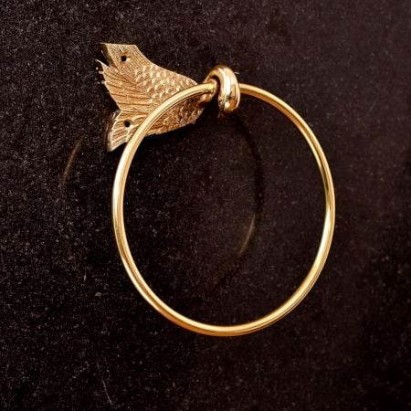 Modern Handmade Brass Towel Ring in Golden Finish