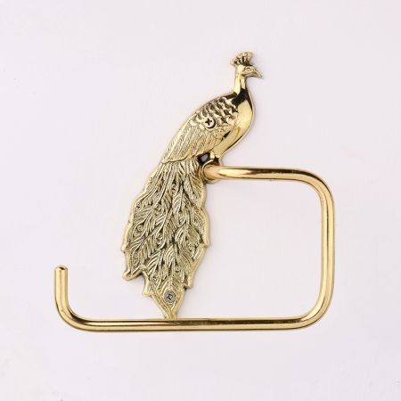 Handmade Brass Peacock Design Toilet Paper Holder for Bathroom
