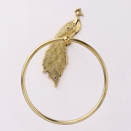 Premium Brass Peacock Design Ring Hanger for Bathroom