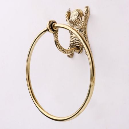 Premium Brass Tiger Design Ring Hanger for Bathroom