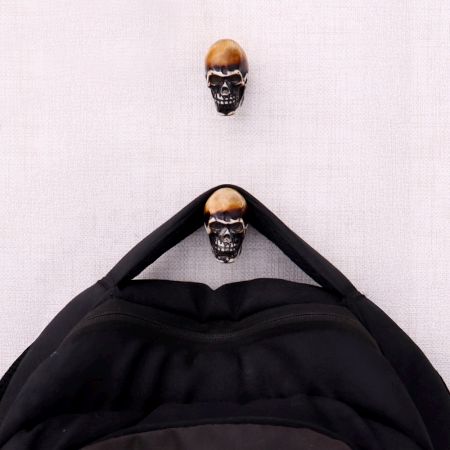 Brown Man Face Skull Resin Wall Hooks-2 Pieces