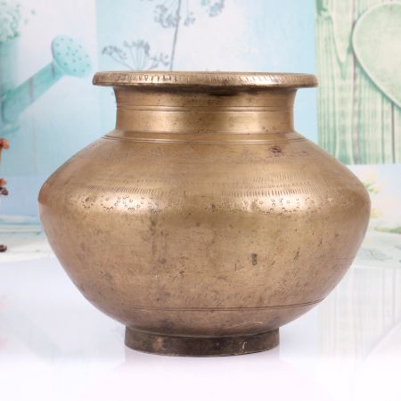 Gujarati Handmade Holy Water Pot Made of Brass for Rituals