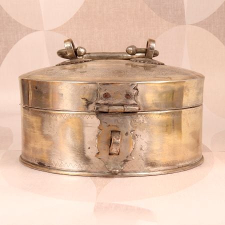 Engraved Handmade Brass Jewelry Box in Vintage Finish for Decor