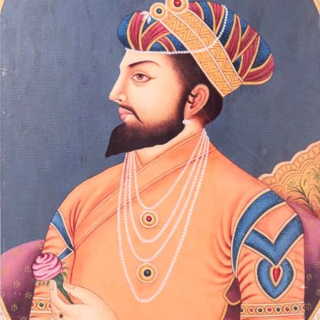 Mughal King Acrylic Canvas Painting on Board for Decoration