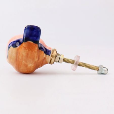 Pink Blue Ceramic Bird Modern Kids Cabinet Knob