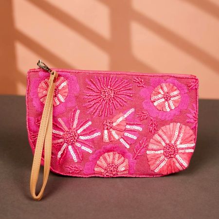 Elegant Pink Cotton Beads Hand Bags for Women