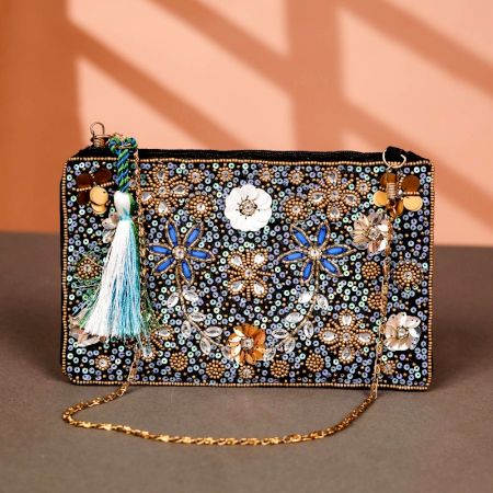 Floral Pattern Handmade Cotton Beads Women Hand Bag