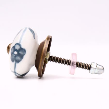 Grey Floral Medium Knob
