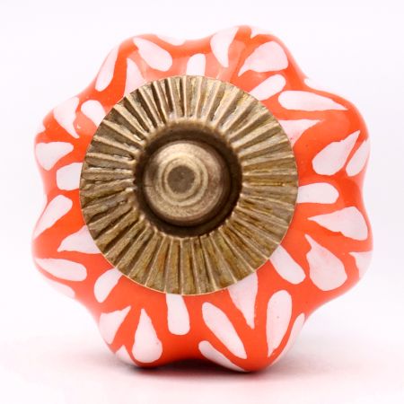 Orange Leaf Medium Ceramic Knob