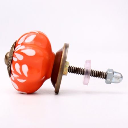 Orange Leaf Medium Ceramic Knob