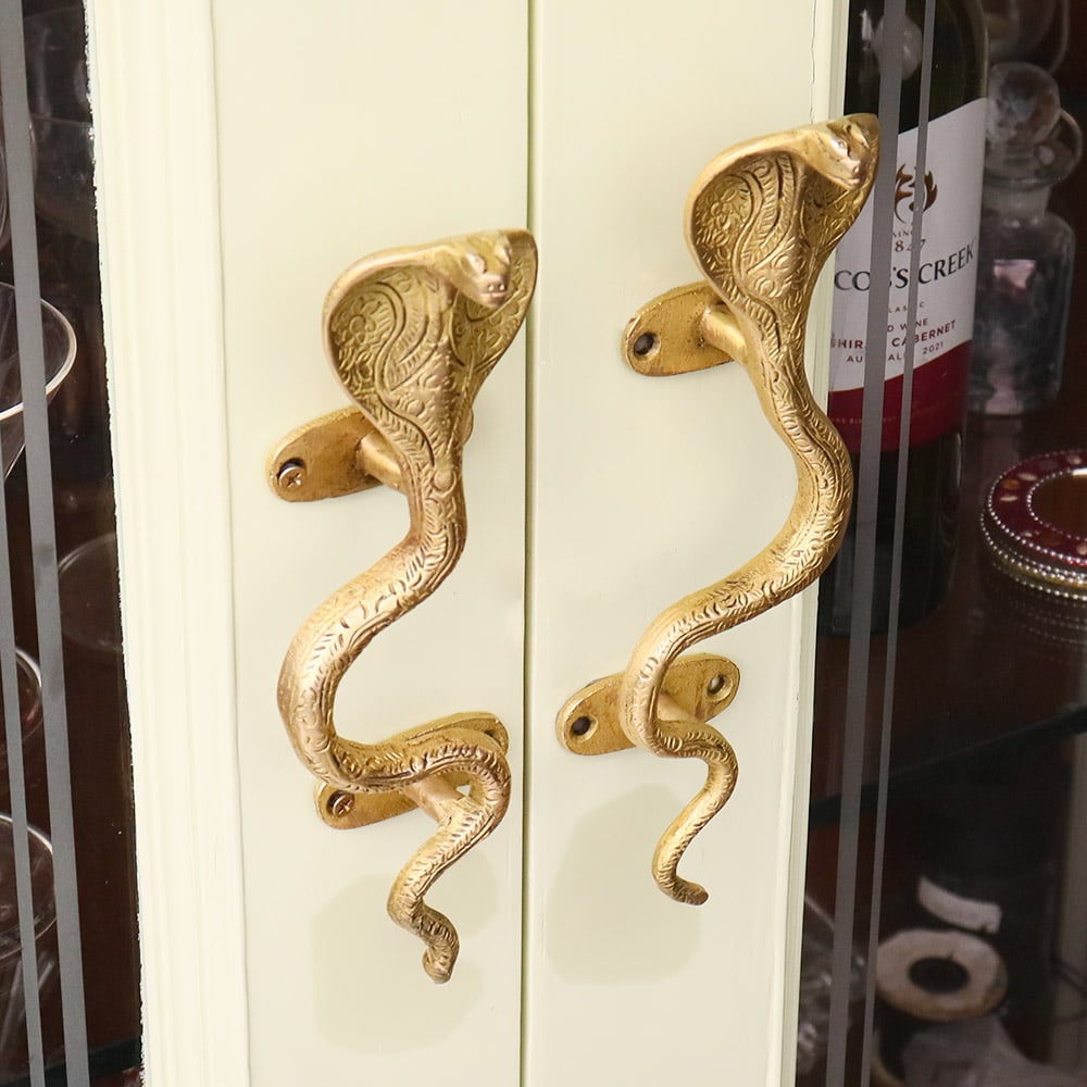 Antique Brass Cobra Door Pull Handle -1 Pair