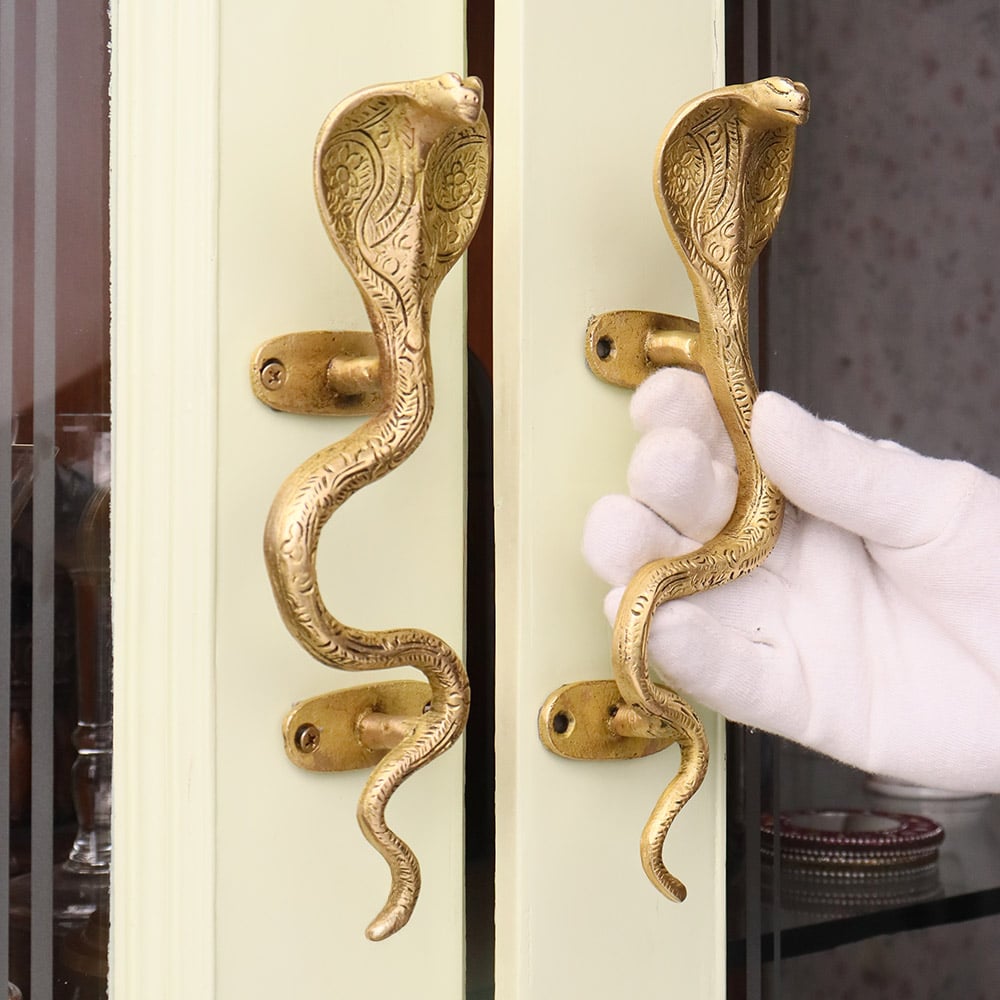 Antique Brass Cobra Door Pull Handle -1 Pair