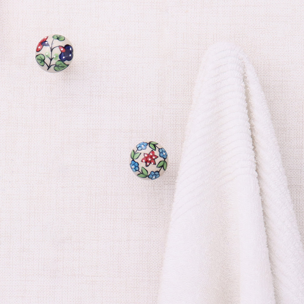 Multicolor Floral Ceramic Wall Hooks-3 Pieces