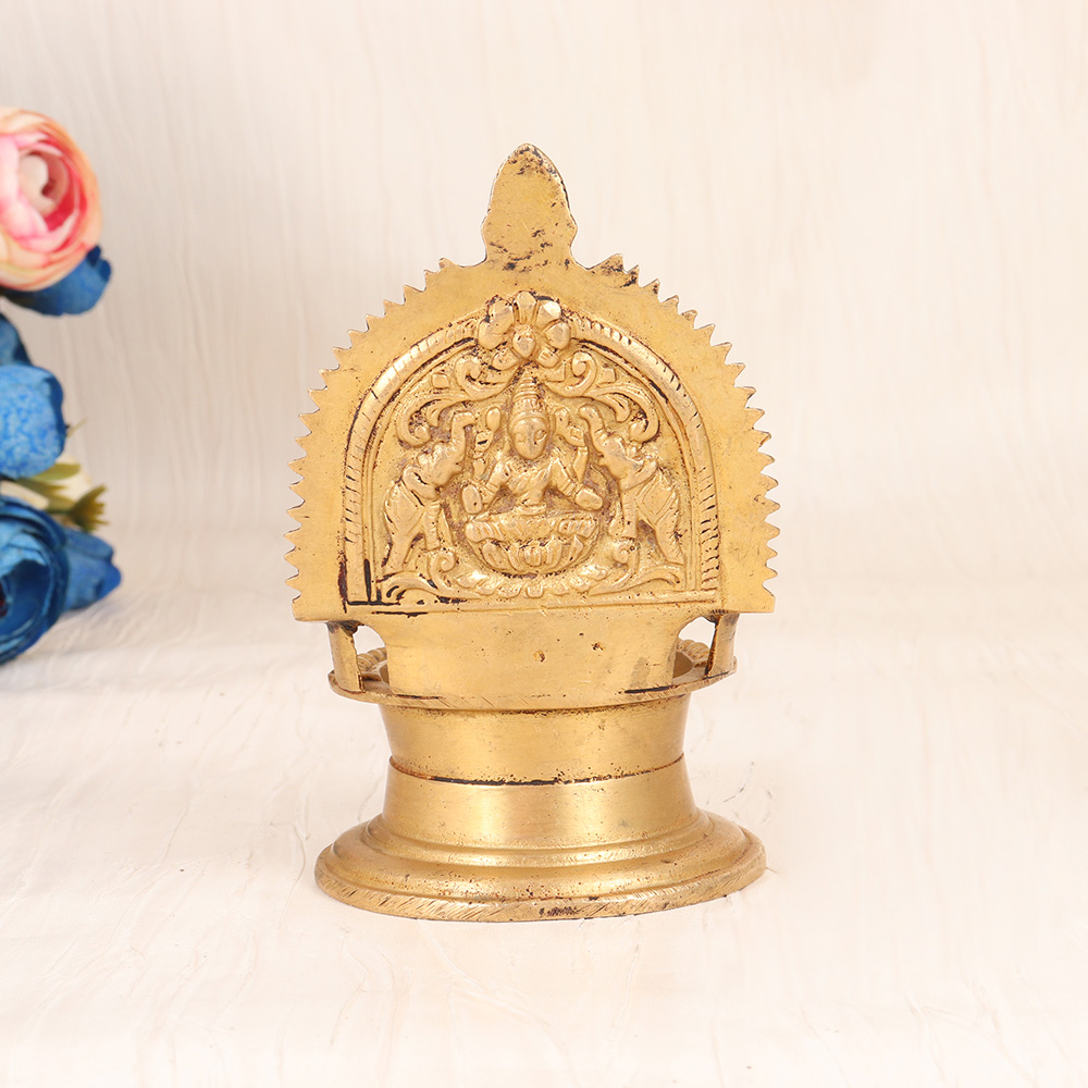 Vintage Handmade Gaja Lakshmi Oil Lamp for Indoor Decoration