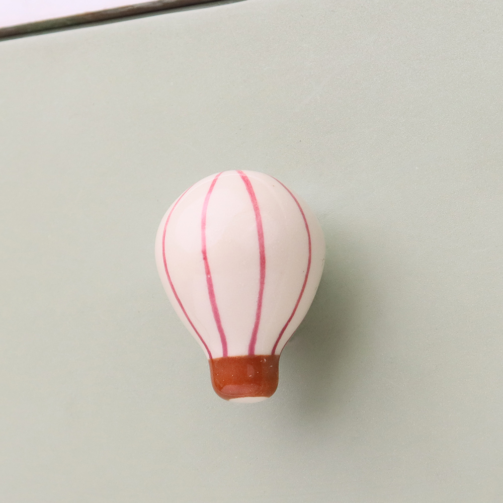 Pink Ceramic Hot Air Balloon Modern Kids Drawer Knob