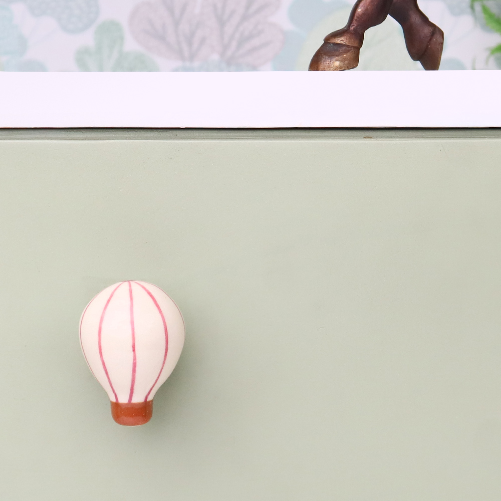 Pink Ceramic Hot Air Balloon Modern Kids Drawer Knob