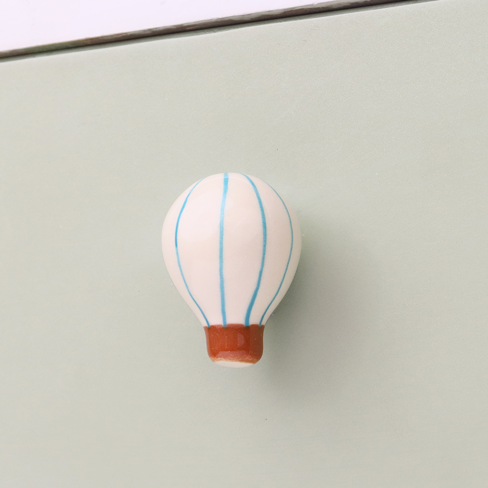 Blue Ceramic Hot Air Balloon Modern Kids Drawer Knob