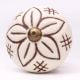 Cream Etched Floral Ceramic Dresser Knob