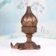 Vintage Handmade Brass Lotus Candle Stand with Elephant Base