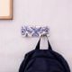 White Blue Floral Pattern Mounted Wall Hook Adhesive+(Screw)