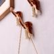 Brown White Ceramic Dog Tail Shaped Wall Hooks-3 Pieces