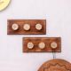 Brown White Modern Floral Wooden Wall Hooks-Pack of 2