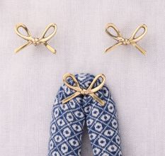 Modern Brass Golden Bow Wall Hooks-Pack of 3
