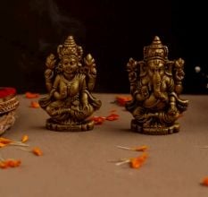 Hand-Crafted Terracotta Lakshmi-Ganesha Idol Set