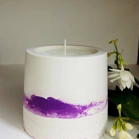 Cemented Candle Holder with Candle
