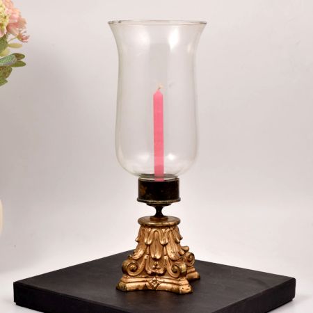 Handmade Finest Brass Glass Candle Stand for Home Decor