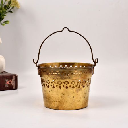 Vintage Handmade Finest Brass Flower Bucket for Decoration