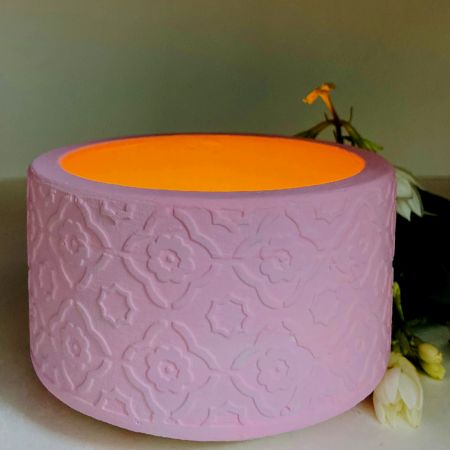 Adorable Pink Cemented Candle Holder/Tea Light Holder