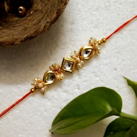 Wooden, Kundan Beads, Acrylic, Metal Beads Rakhi for Festive Gifting