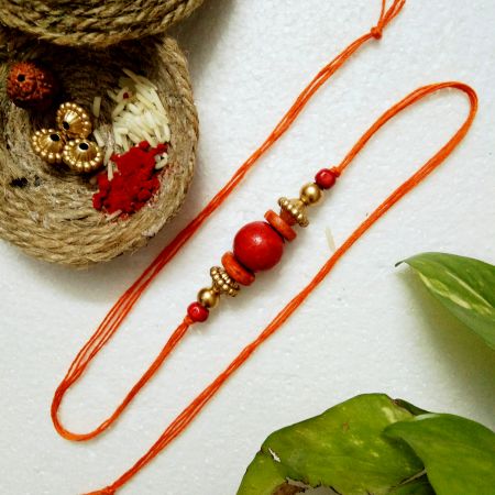 Traditional Rakhi with Acrylic, Glass, Wooden Beads
