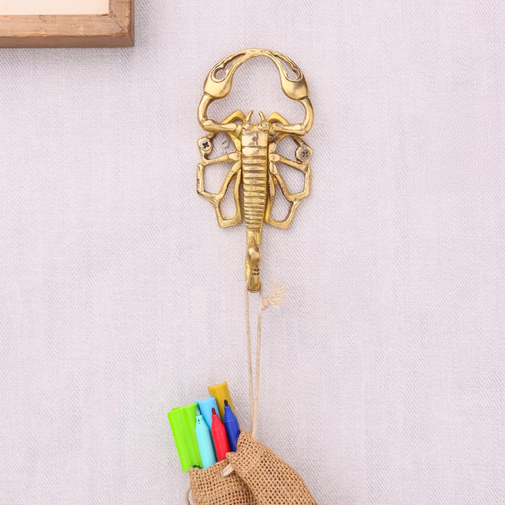 Golden Brass Scorpion Design Wall Hook For Hanging