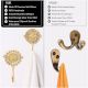 Brass Floral Pattern Pack of 3 Key Hooks for Wall